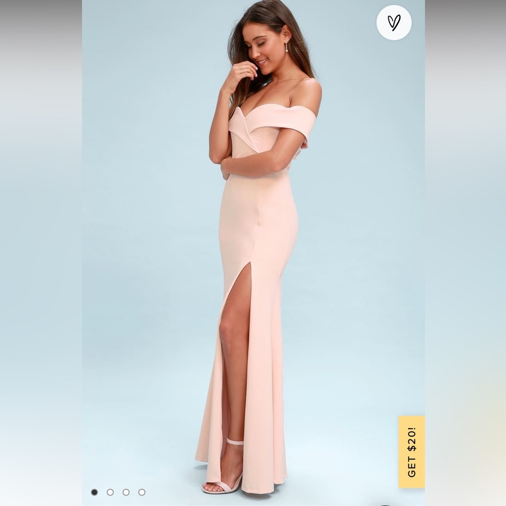 NWT | Lulu’s | Song of Love Off-the-shoulder maxi dress blush bridesmaid dress